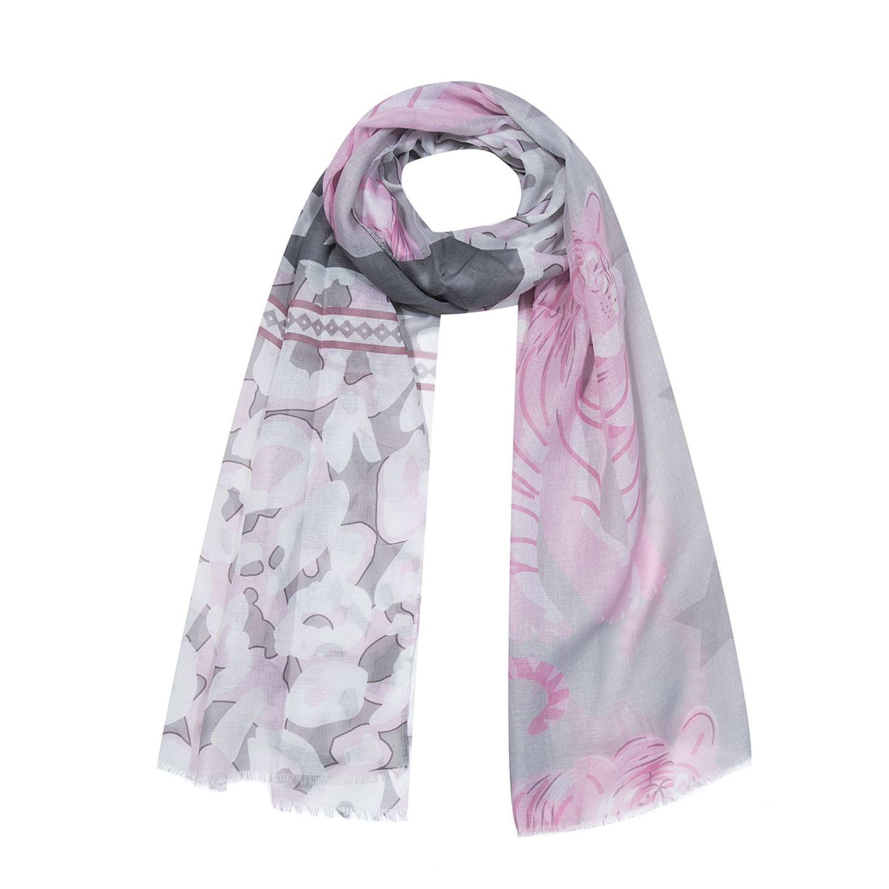 Leichter Strickschal Fransen Damen Accessoires Tigermotiv Leichter Strickschal Fransen Damen Accessoires Tigermotiv