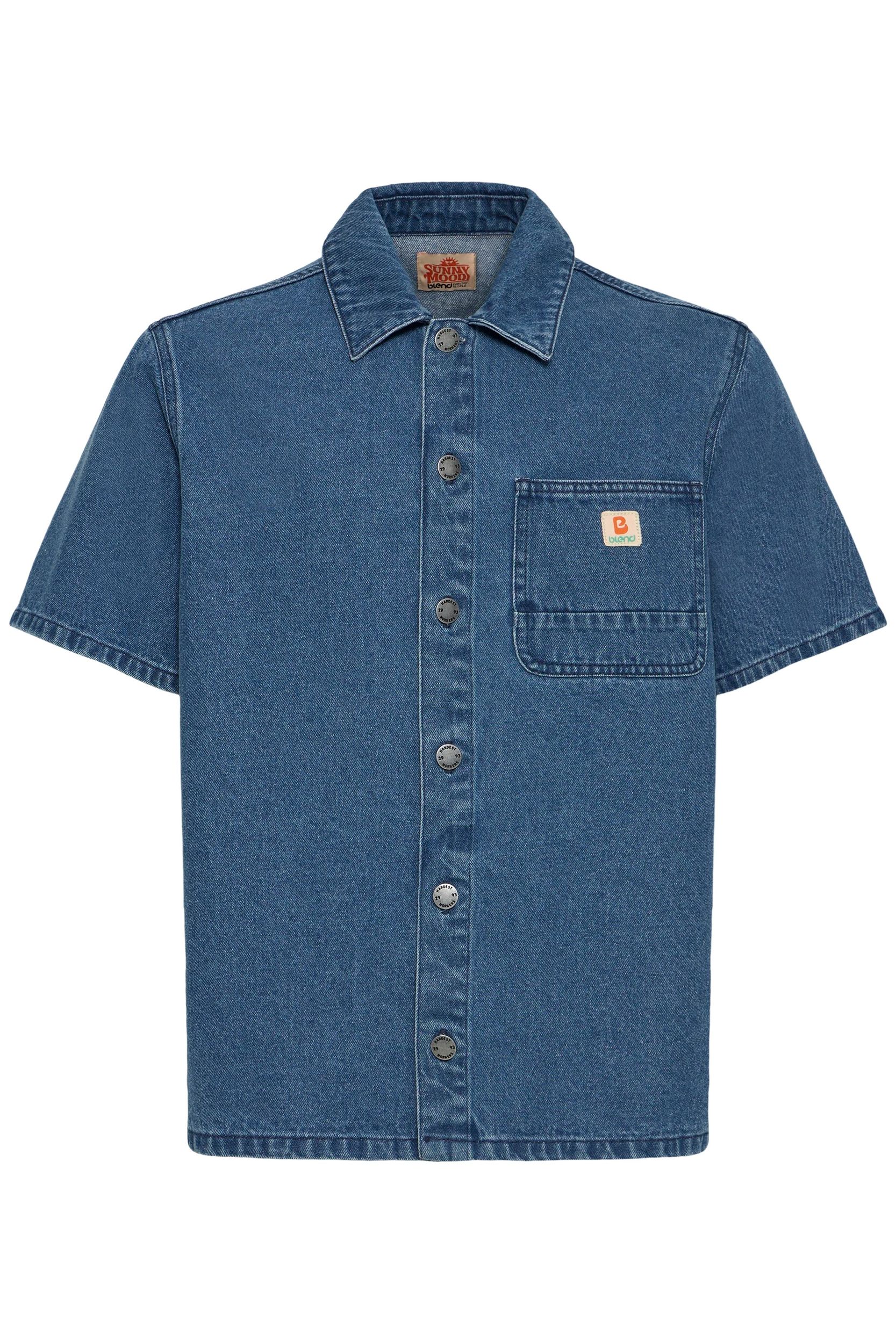 20720822-200291_200291.jpg Kurzarm Shirt mit Knopfleiste Kentkragen Loose Fit Denim