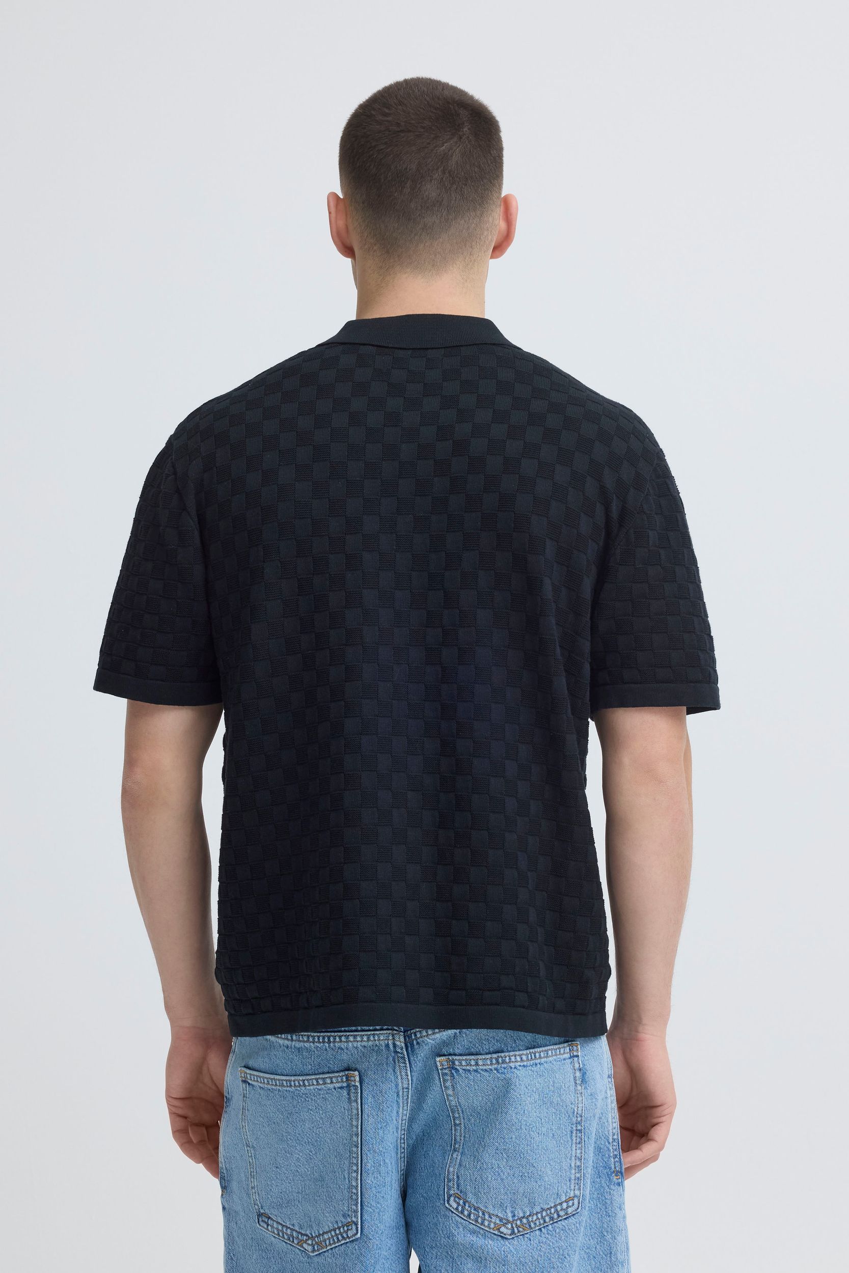 20720774-193911_193911_7.jpg Bequemes Kurzarmshirt Haifischkragen Knopfleiste Kariert