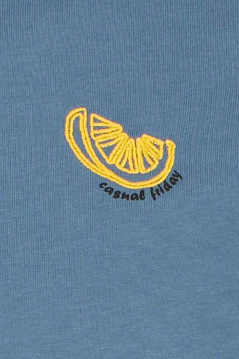 Casual Friday CASUAL FRIDAY Kurzarm-Shirt mit Rundhals und Stickerei-Detail – Blau, Bild 5