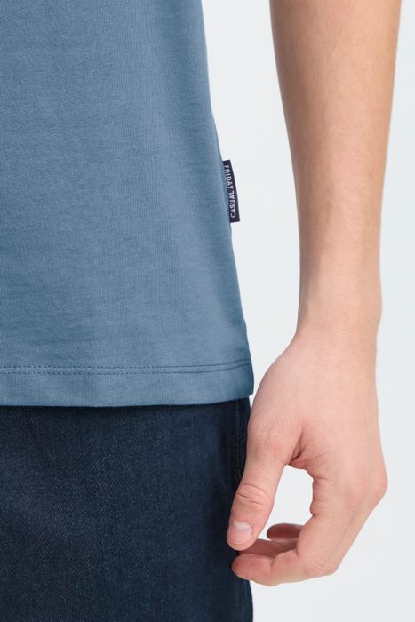 Casual Friday CASUAL FRIDAY Kurzarm-Shirt mit Rundhals und Stickerei-Detail – Blau, Bild 6