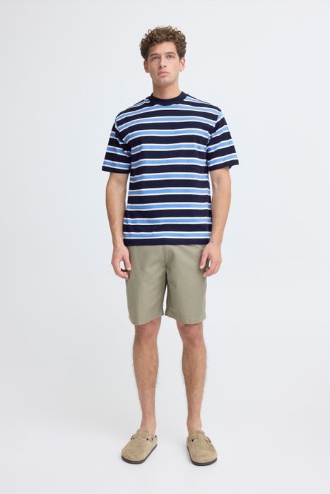 CASUAL FRIDAY Gestreiftes Kurzarmshirt Rundhalsausschnitt Basic, Farbe: Blau-2