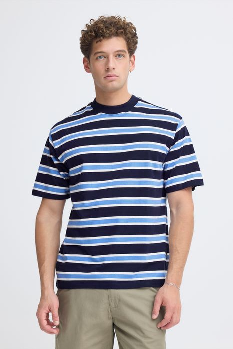 Casual Friday CASUAL FRIDAY Gestreiftes Kurzarmshirt Rundhalsausschnitt Basic – Blau, Bild 3