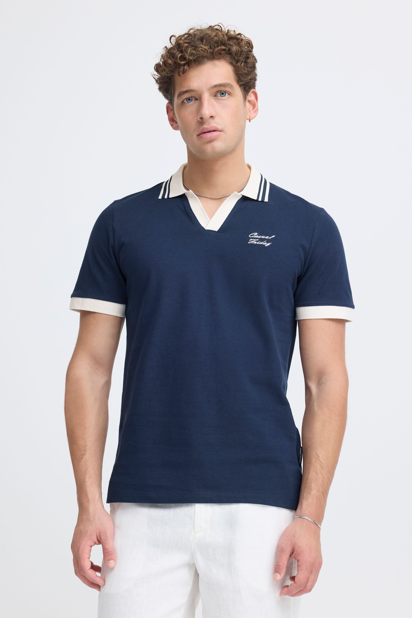 20506207_193923_500.jpg Modernes Poloshirt Polokragen V-Ausschnitt Einfarbig