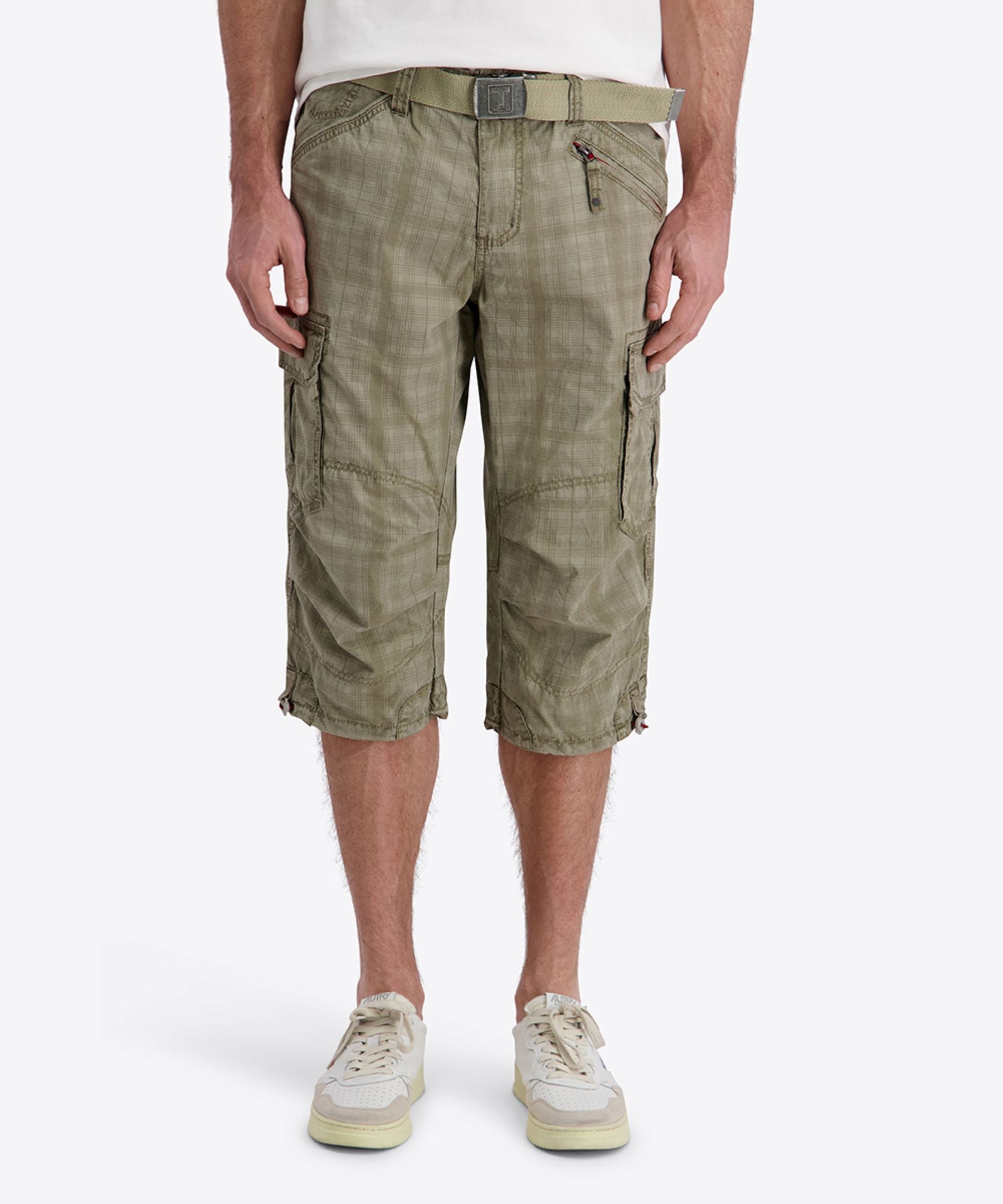 Loose Fit Shorts Gürtel Cargo Style Wadenlang Kariert Loose Fit Shorts Gürtel Cargo Style Wadenlang Kariert