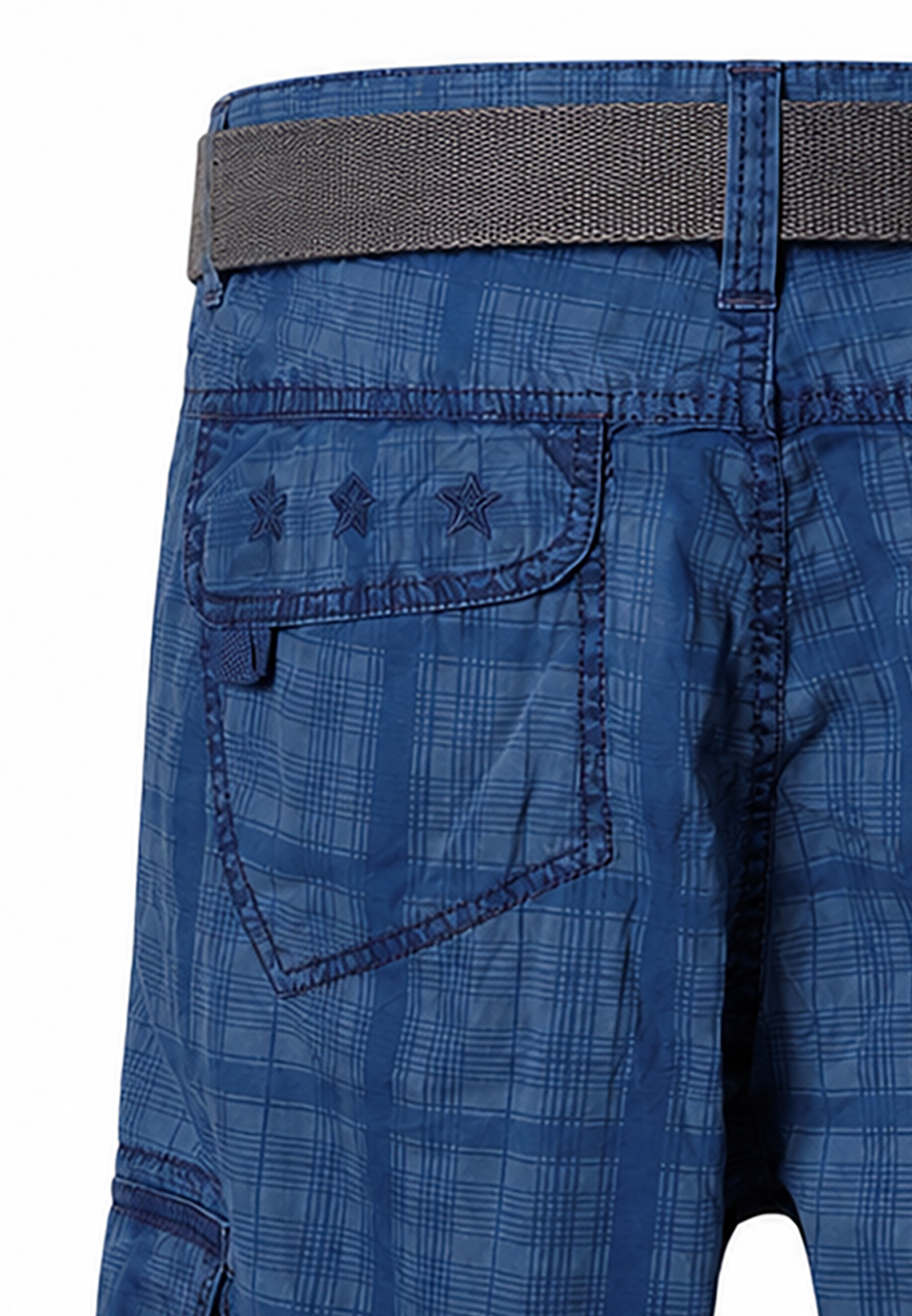 Loose Fit Shorts Gürtel Cargo Style Wadenlang Kariert Loose Fit Shorts Gürtel Cargo Style Wadenlang Kariert