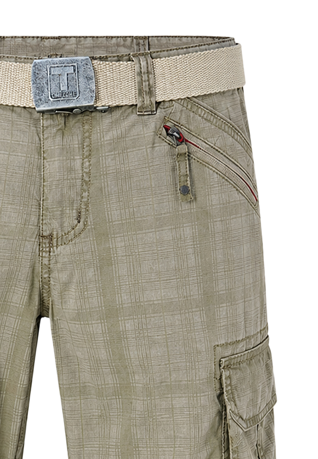 Loose Fit Shorts Gürtel Cargo Style Wadenlang Kariert Loose Fit Shorts Gürtel Cargo Style Wadenlang Kariert