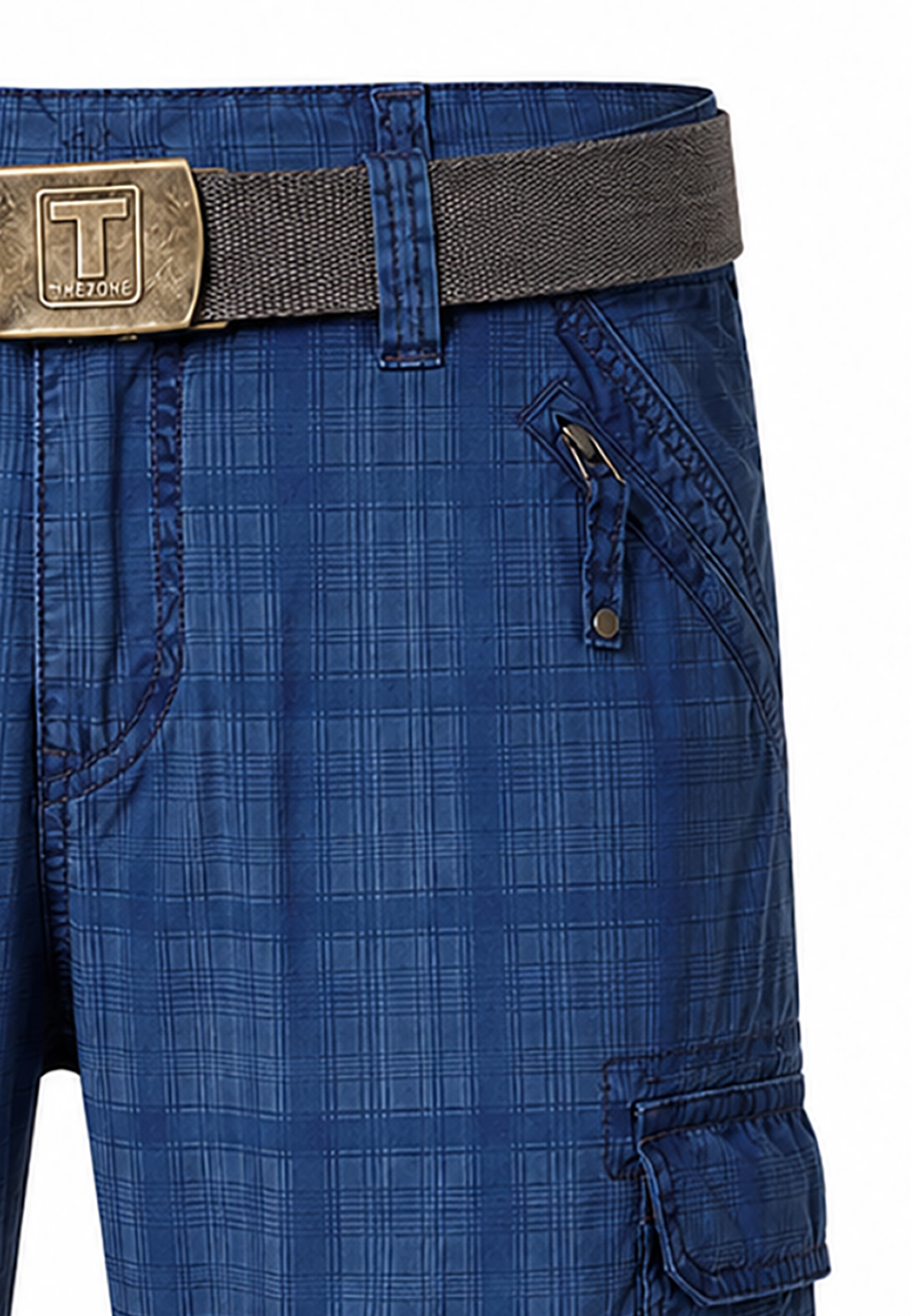 Loose Fit Shorts Gürtel Cargo Style Wadenlang Kariert Loose Fit Shorts Gürtel Cargo Style Wadenlang Kariert