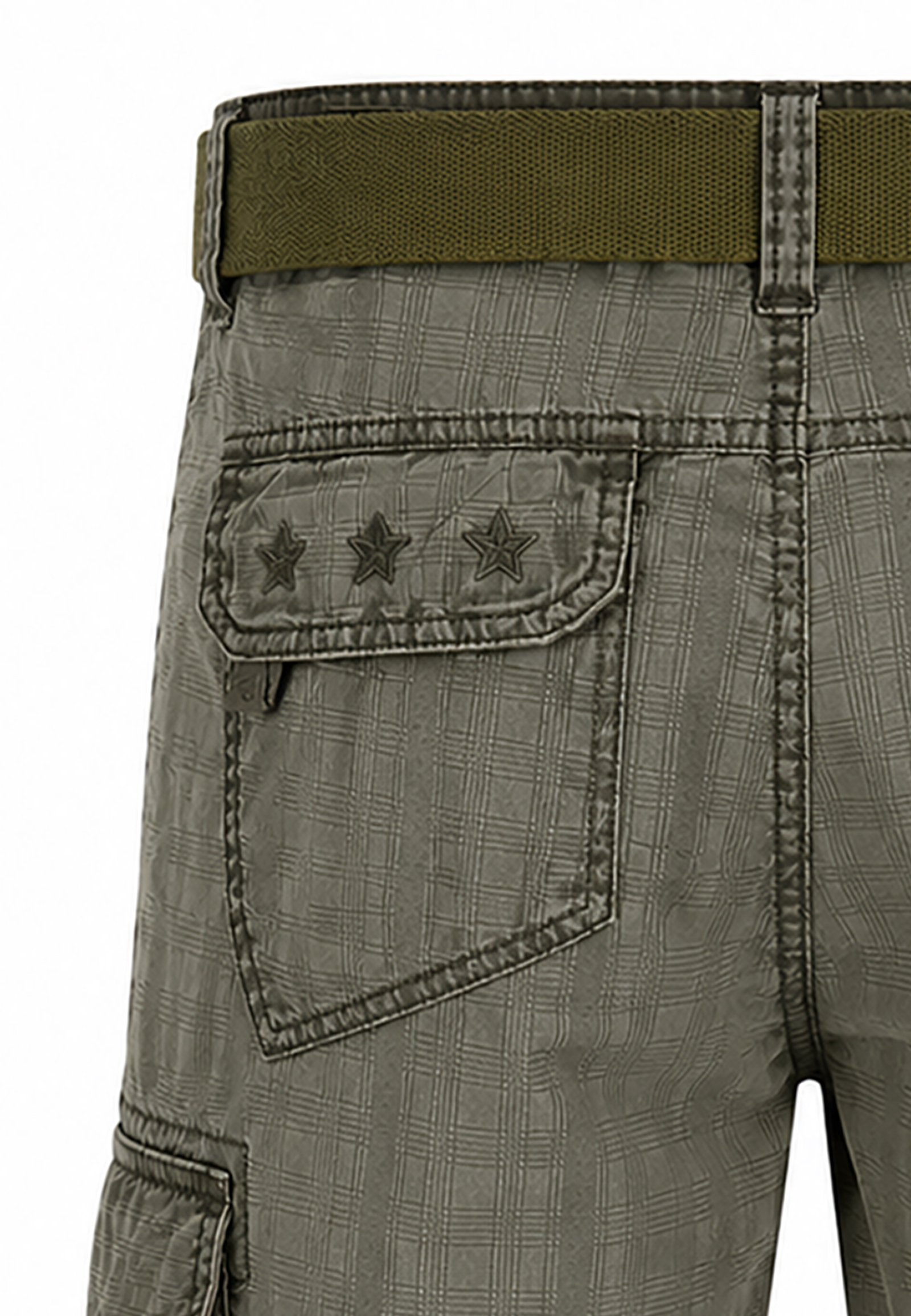 Loose Fit Shorts Gürtel Cargo Style Wadenlang Kariert Loose Fit Shorts Gürtel Cargo Style Wadenlang Kariert