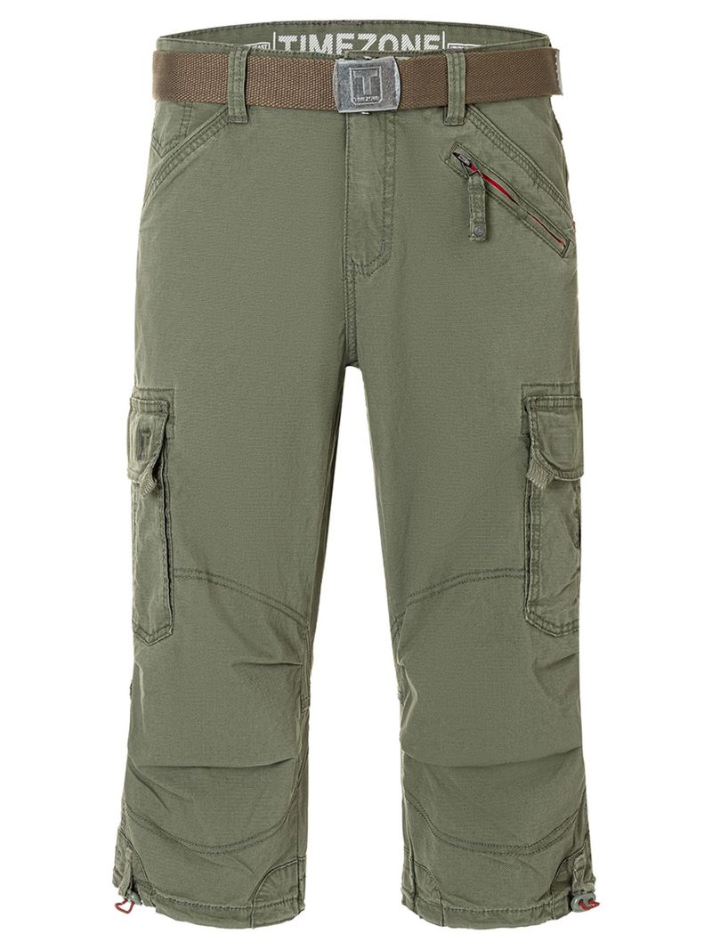 Timezone Timezone Loose Fit Cargo Shorts Gürtel Reißverschlusstasche – Olive, Bild 1