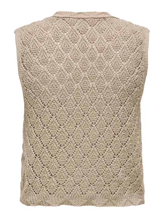 Only Ärmelloses Cardigan Einfarbig V-Ausschnitt Bindeband – Grau, Bild 5