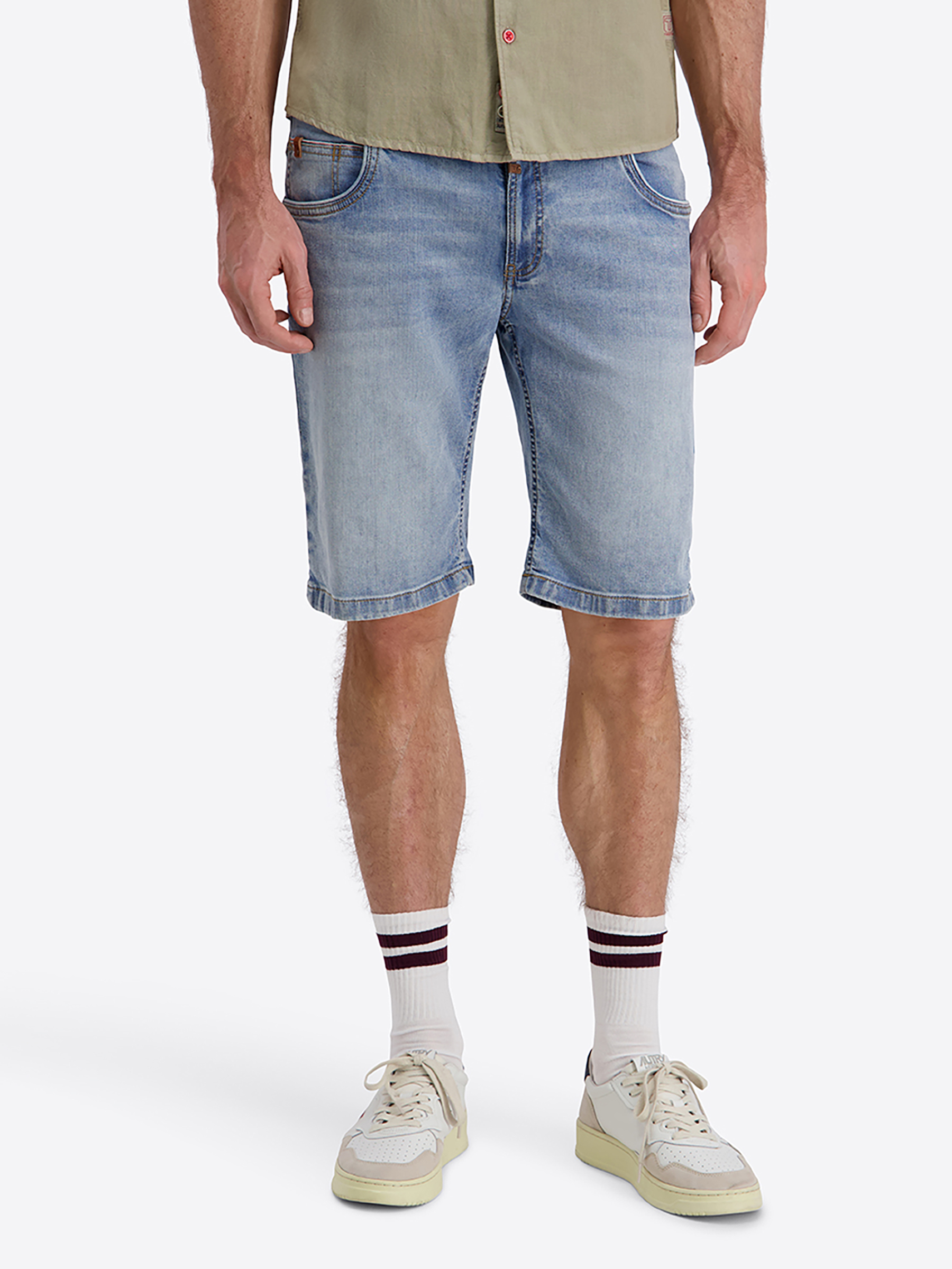 Jeansshorts Slim Fit umgeschlagener Saum Reißverschluss Jeansshorts Slim Fit umgeschlagener Saum Reißverschluss