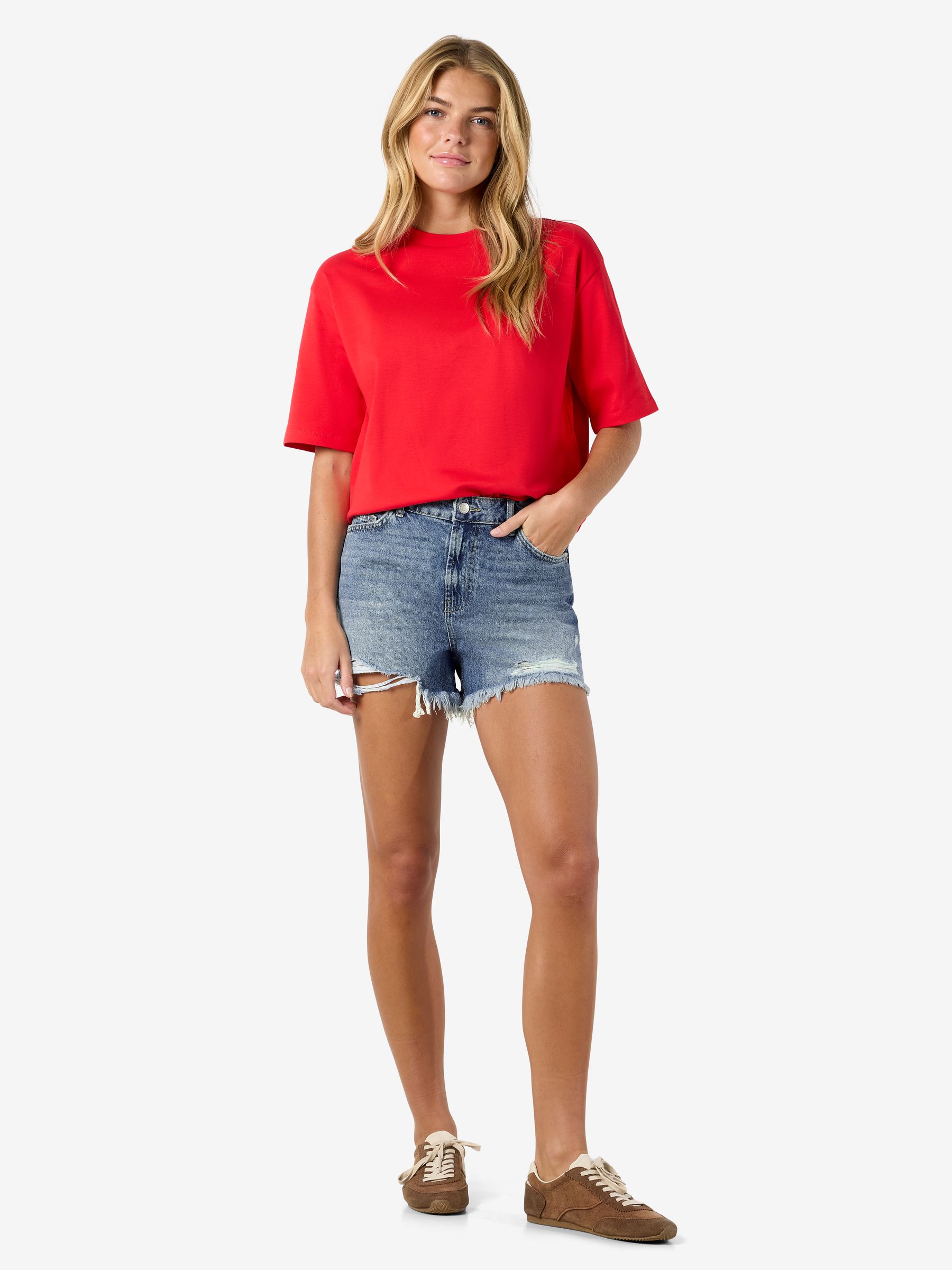 27036592_4917975_9.jpg Denimshorts Reißverschluss Hohe Taille Unifarben Stilvoll