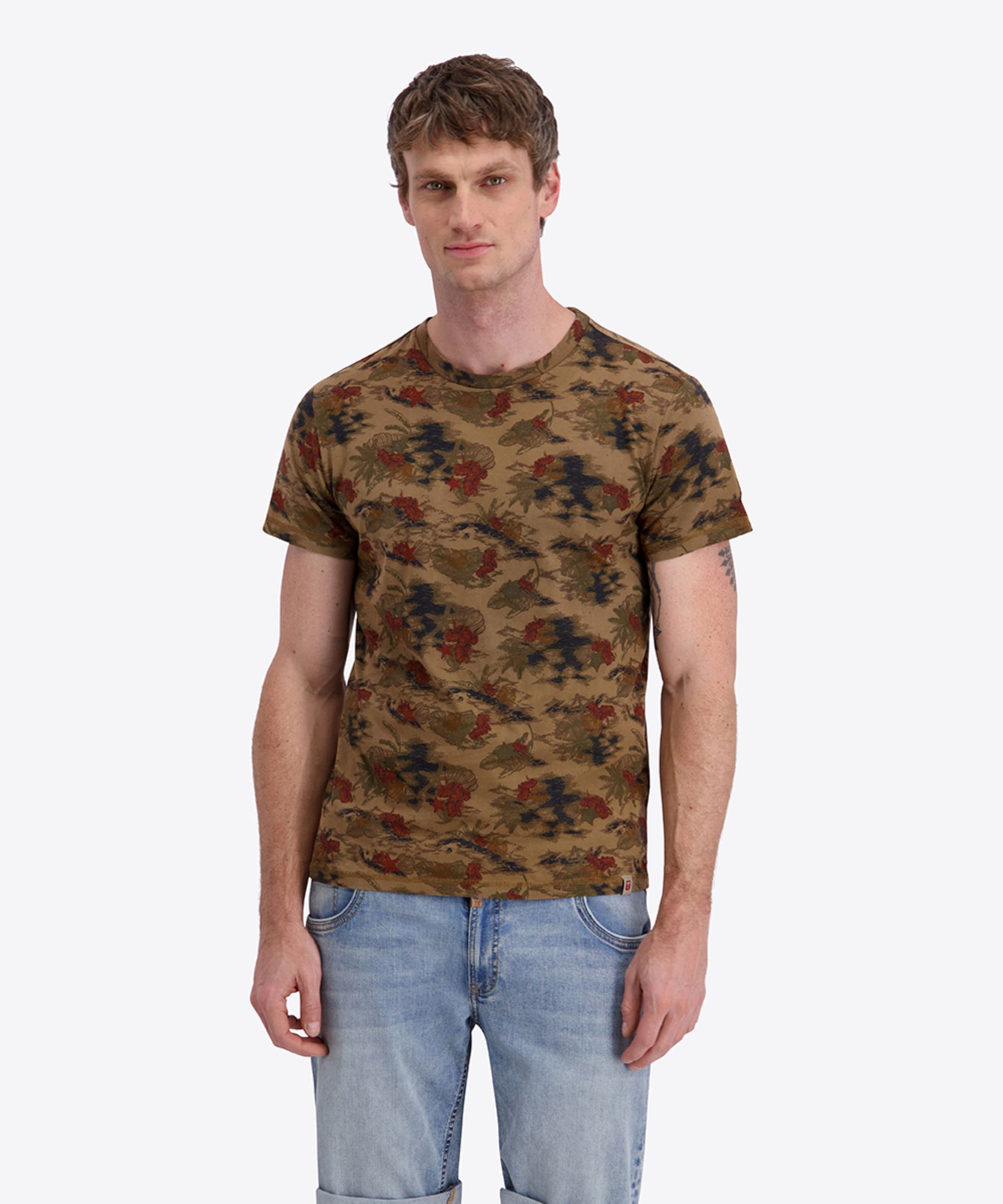 Kurzarm Rundhals T-Shirt floraler Print geradem Schnitt Kurzarm Rundhals T-Shirt floraler Print geradem Schnitt