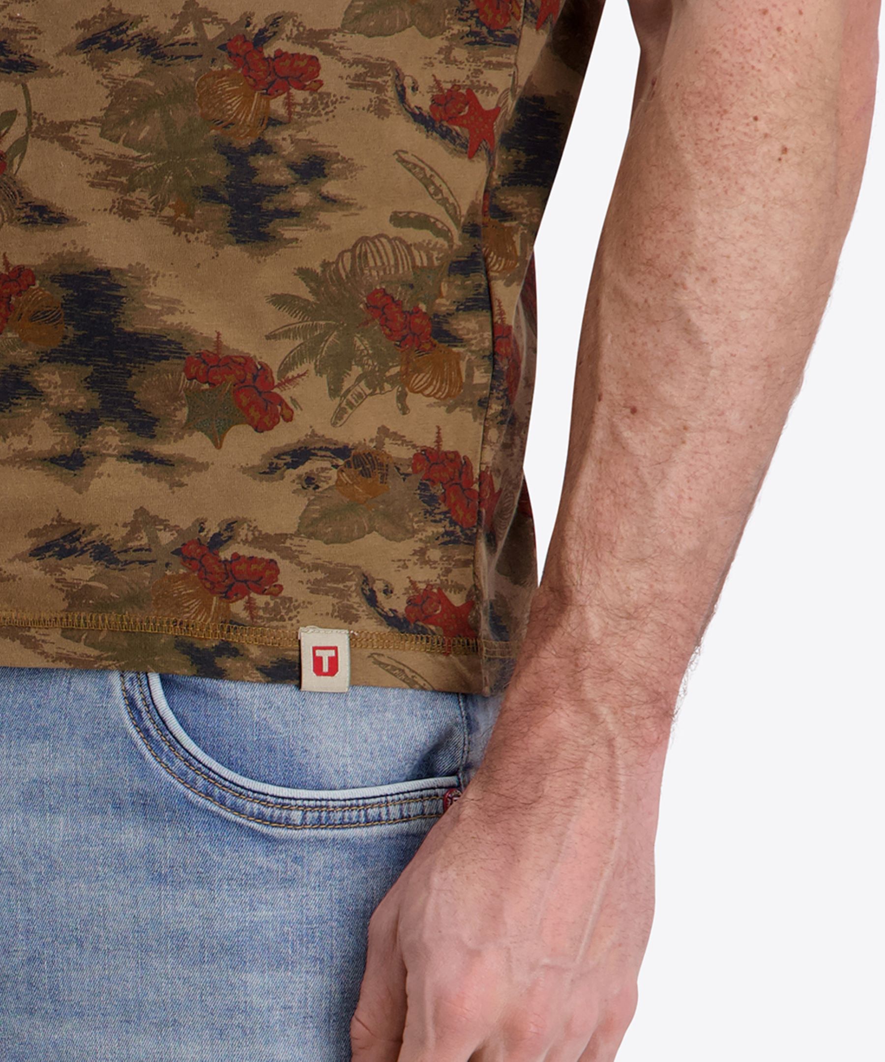Kurzarm Rundhals T-Shirt floraler Print geradem Schnitt Kurzarm Rundhals T-Shirt floraler Print geradem Schnitt