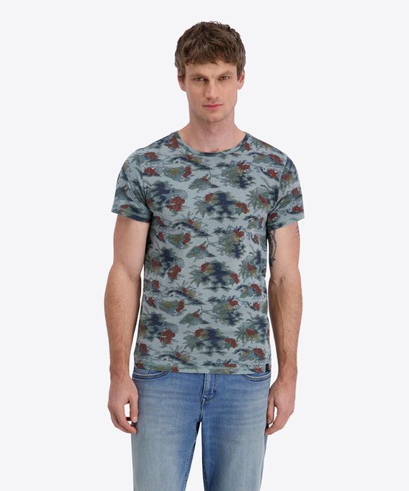 Timezone Timezone Kurzarm Rundhals T-Shirt floraler Print geradem Schnitt – Blau, Bild 3