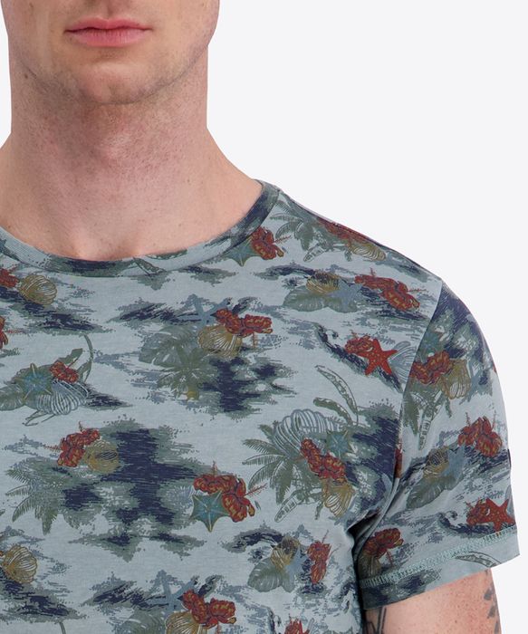 Timezone Timezone Kurzarm Rundhals T-Shirt floraler Print geradem Schnitt – Blau, Bild 4