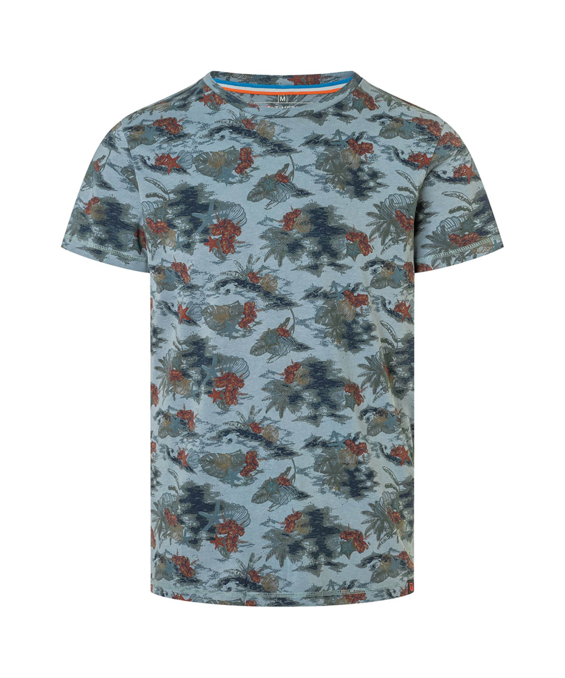 Timezone Timezone Kurzarm Rundhals T-Shirt floraler Print geradem Schnitt – Blau, Bild 1