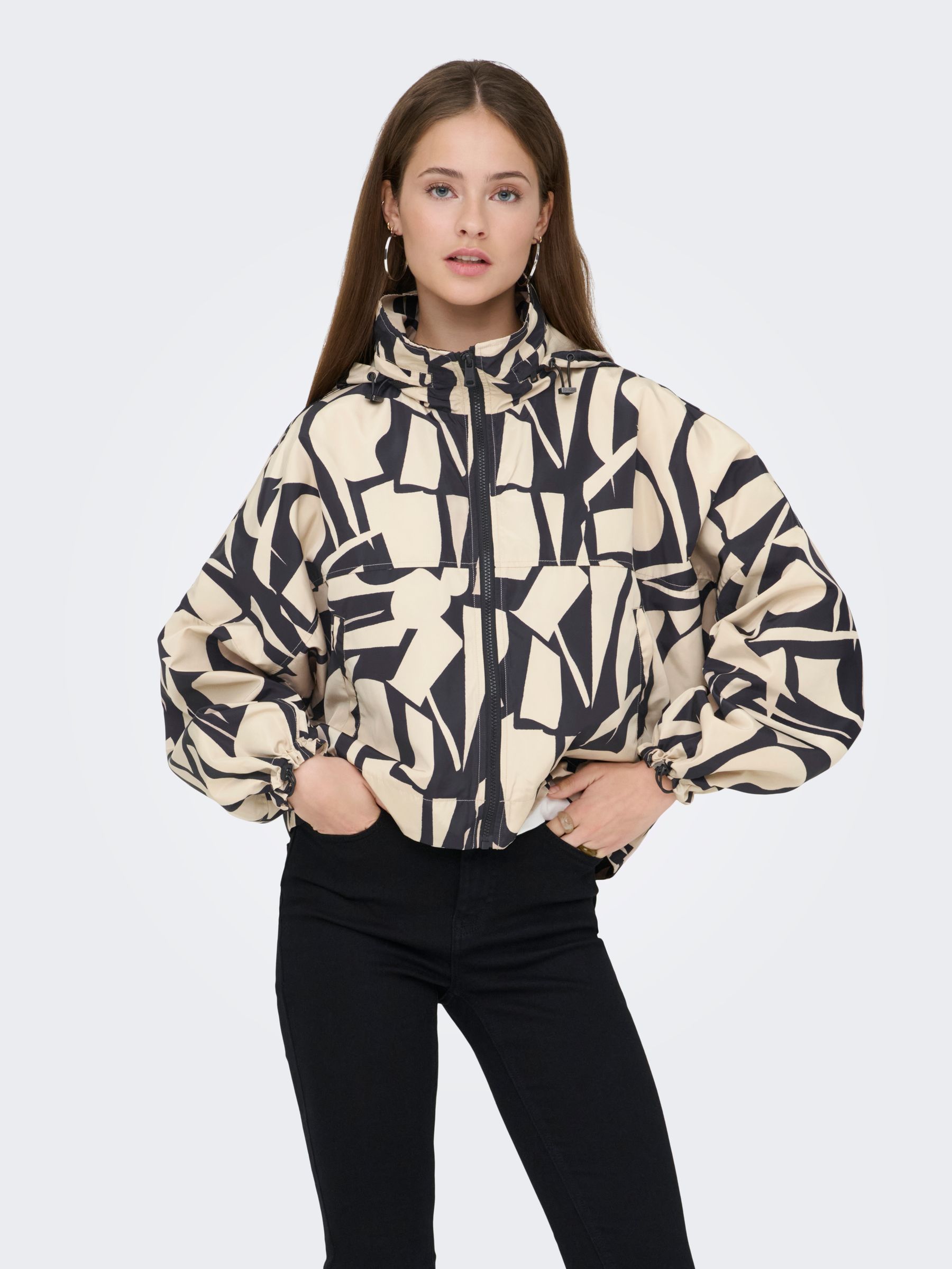 15281509_4917839_3.jpg Kapuzenjacke Reißverschluss Stehkragen Abstrakter Print