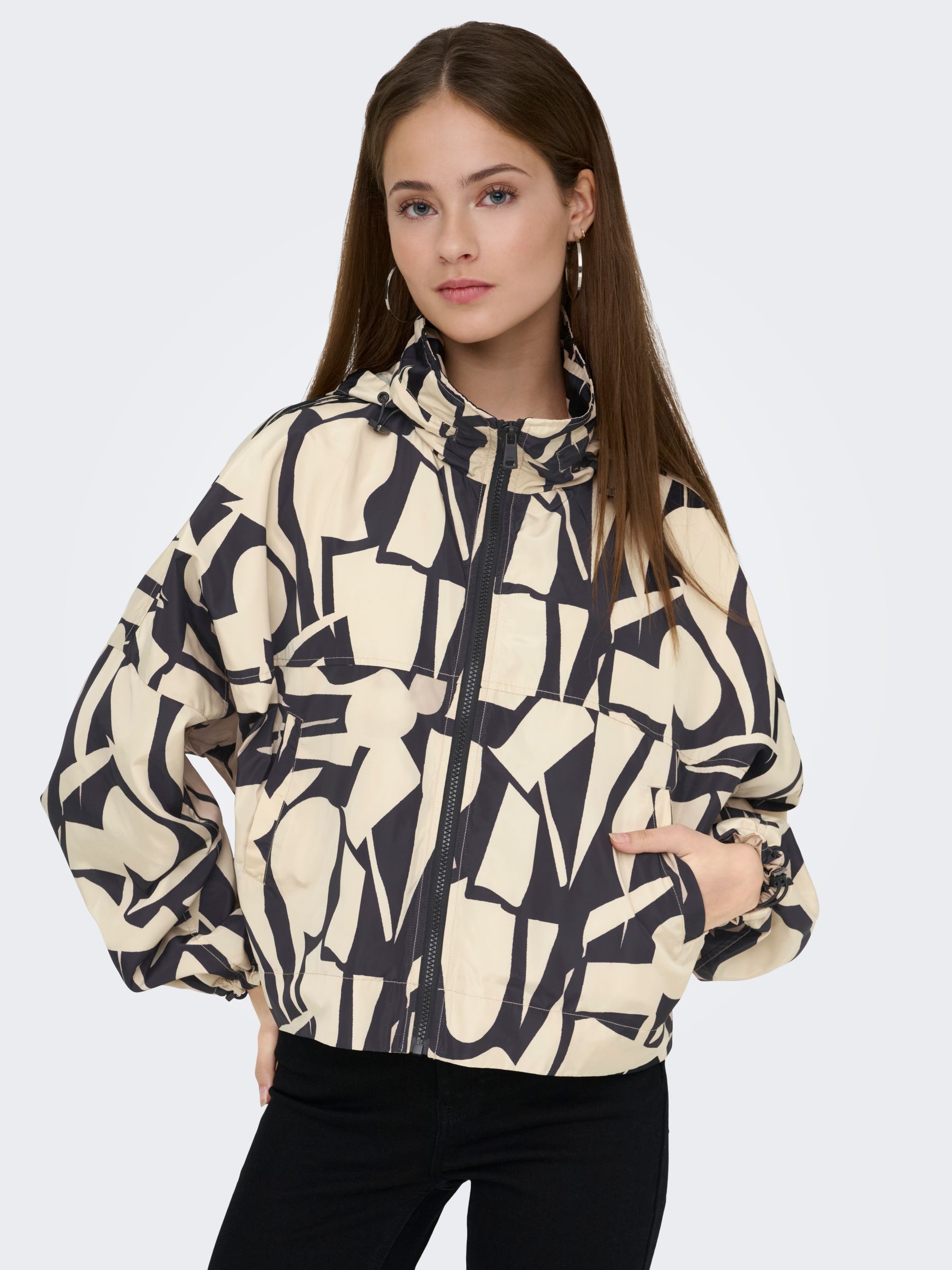 15281509_4917839_5.jpg Kapuzenjacke Reißverschluss Stehkragen Abstrakter Print