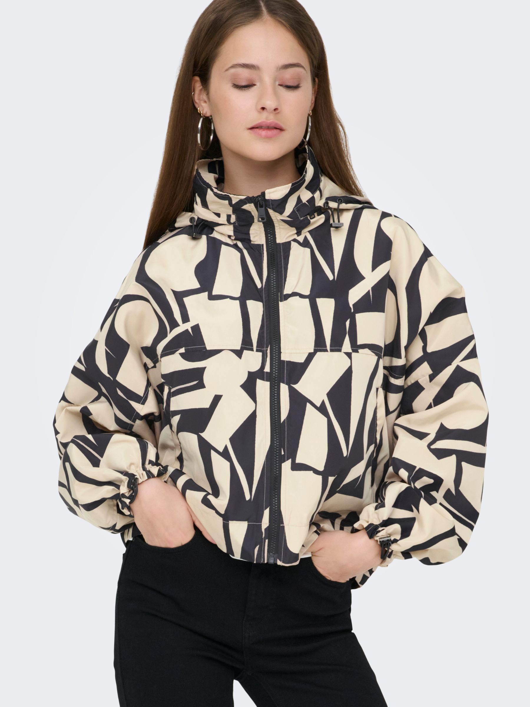 15281509_4917839_6.jpg Kapuzenjacke Reißverschluss Stehkragen Abstrakter Print