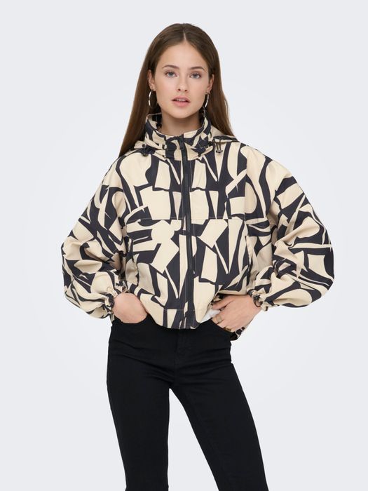 Only Kapuzenjacke Reißverschluss Stehkragen Abstrakter Print – Schwarz-Gelb, Bild 3