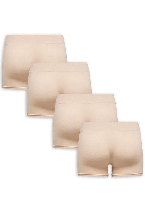 4er Stück Pack Nahtlose Mini Shorts Elastischer Bund, Farbe: Beige