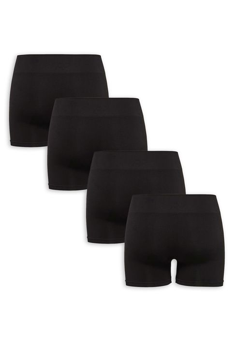 4er Stück Pack Nahtlose Mini Shorts Elastischer Bund, Farbe: Schwarz