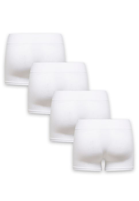 4er Stück Pack Nahtlose Mini Shorts Elastischer Bund, Farbe: Weiß