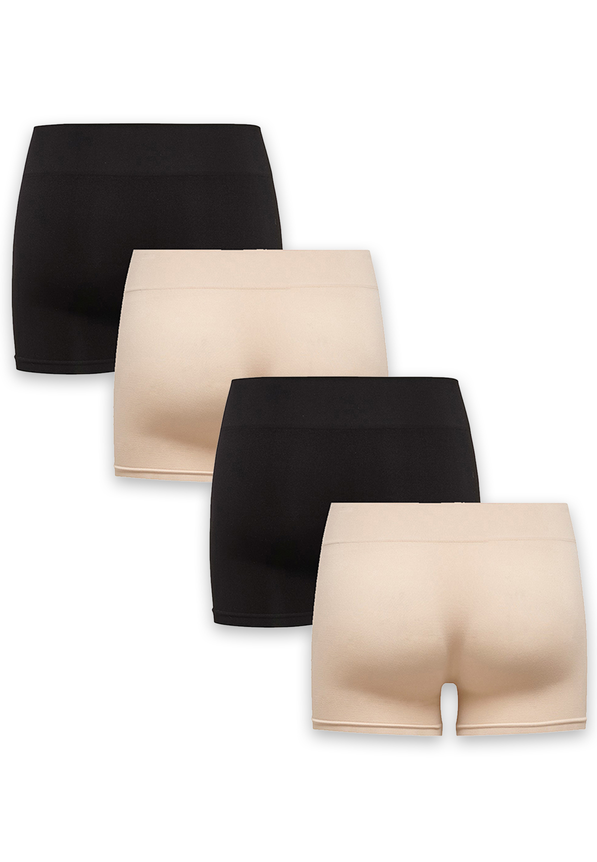 Only ONLY 4er Stück Pack Nahtlose Mini Shorts Elastischer Bund – Schwarz-Beige, Bild 2