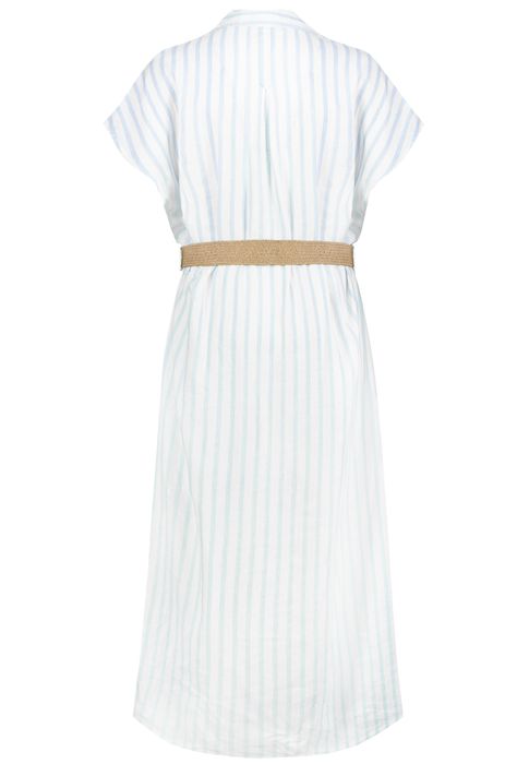 Eight 2 Nine EIGHT 2 NINE Gestreiftes Maxikleid Gürtel Knopfleiste – Hellblau, Bild 5