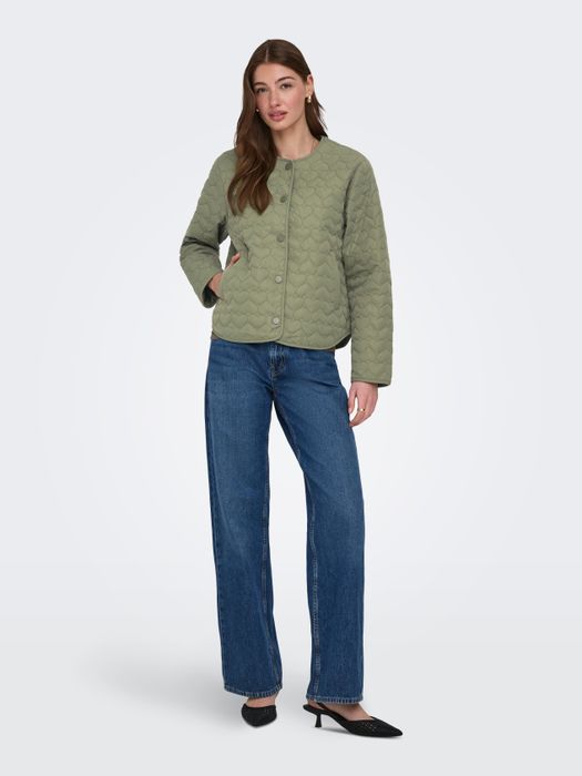 Only Übergangsjacke Rundhals Knopfleiste Eingrifftaschen – Grün, Bild 3