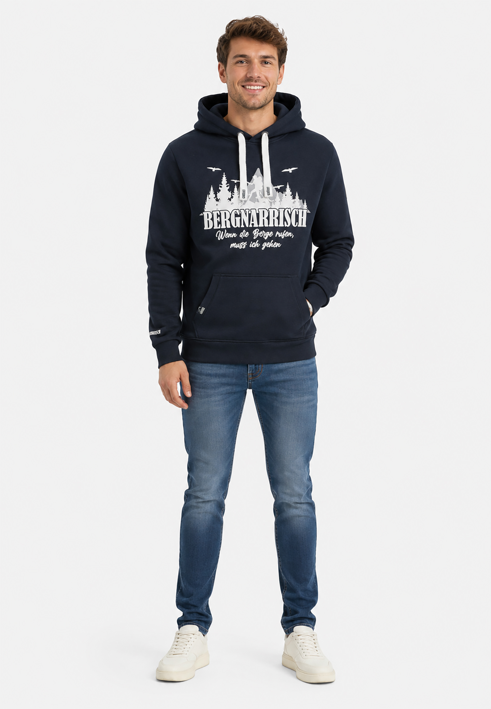 Kapuzenpullover Bergmotiv Eingrifftasche Rippbündchen Kapuzenpullover Bergmotiv Eingrifftasche Rippbündchen