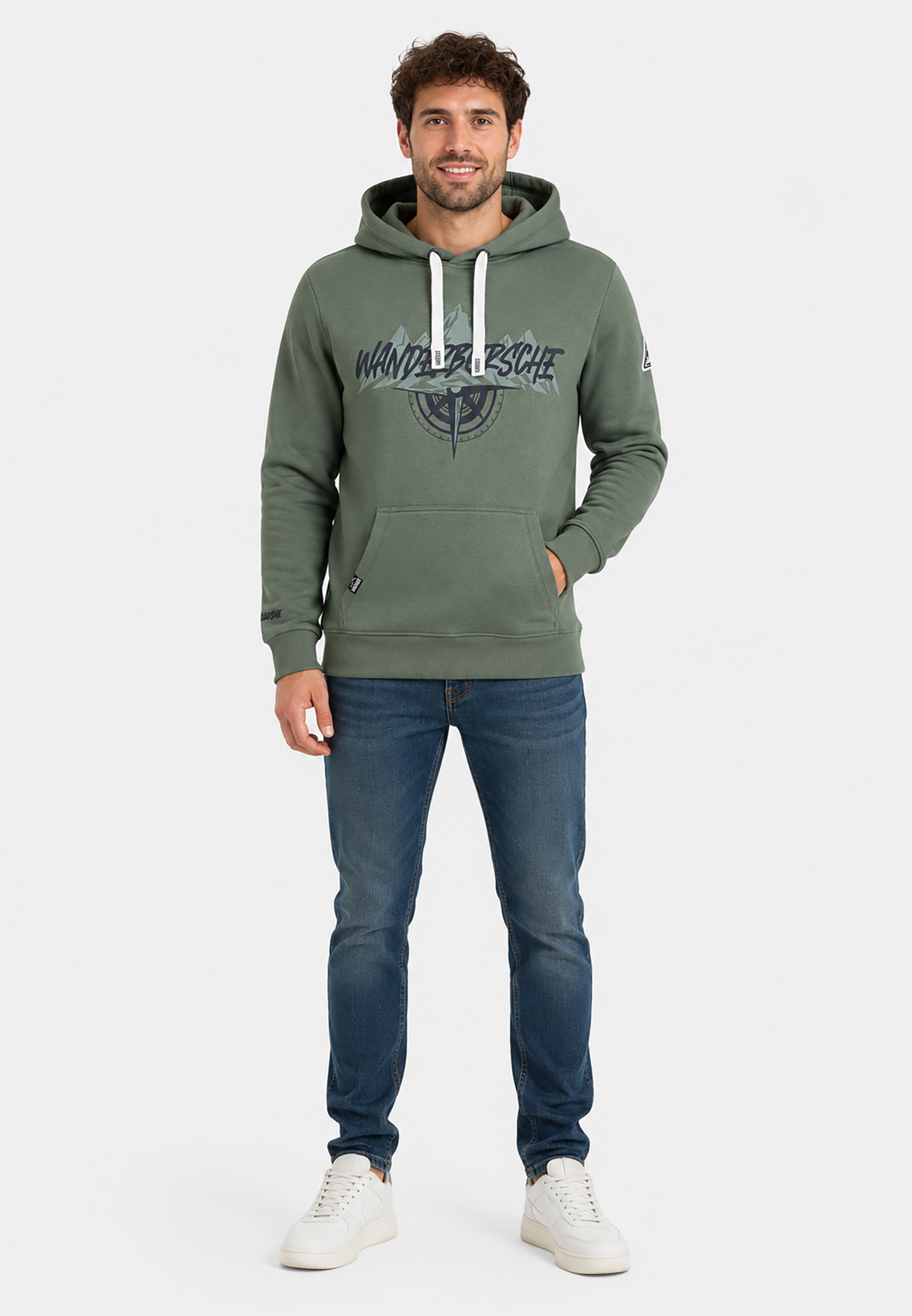 Kapuzenpullover Bergmotiv Eingrifftasche Rippbündchen Kapuzenpullover Bergmotiv Eingrifftasche Rippbündchen