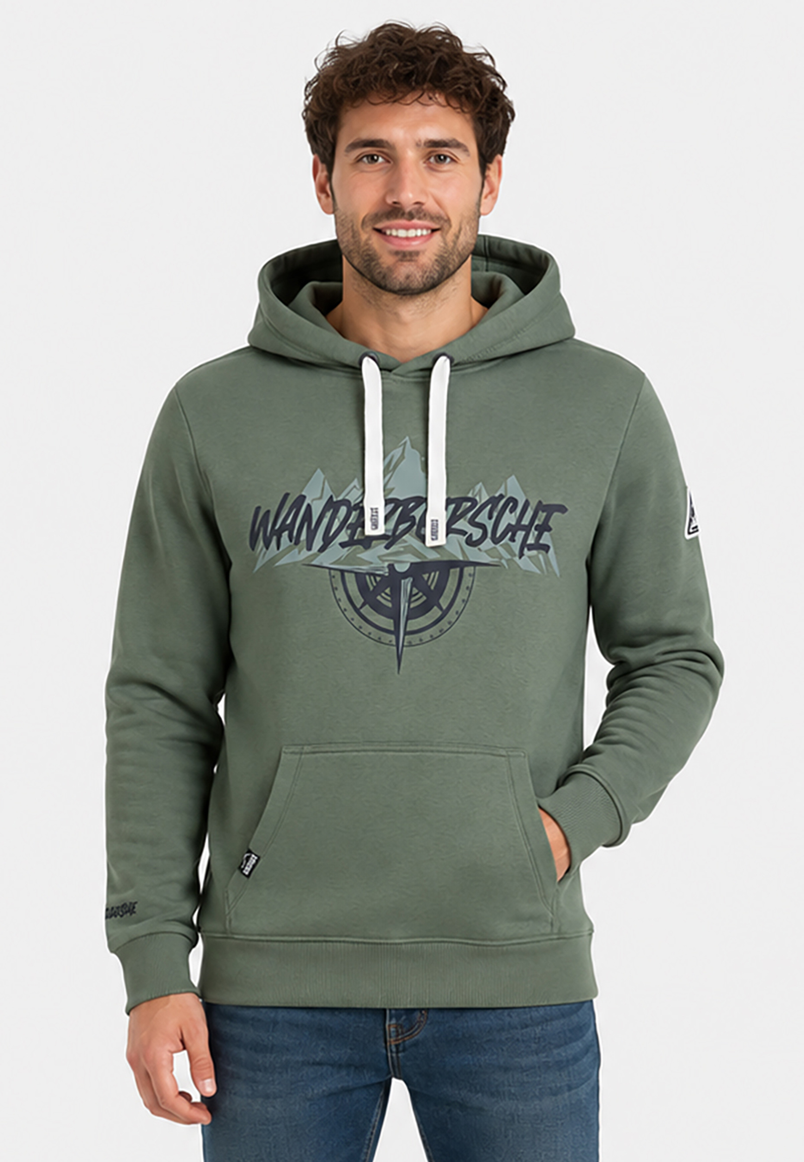 Kapuzenpullover Bergmotiv Eingrifftasche Rippbündchen Kapuzenpullover Bergmotiv Eingrifftasche Rippbündchen