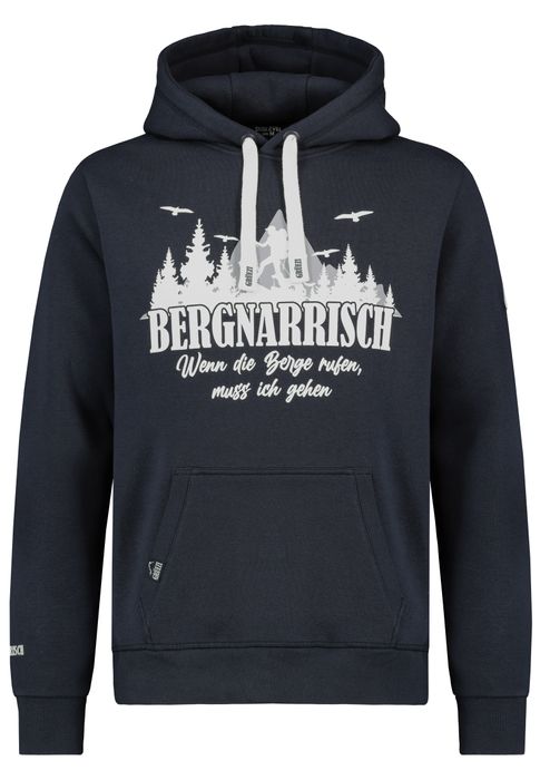 Sublevel Sublevel Kapuzenpullover Bergmotiv Eingrifftasche Rippbündchen – Blau, Bild 3