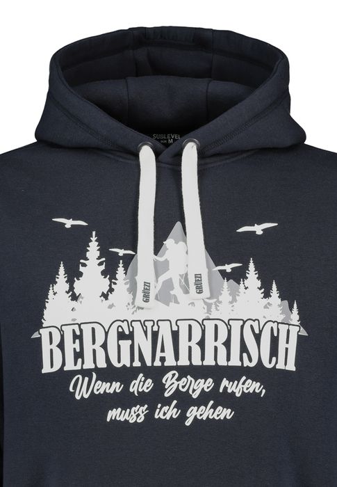 Sublevel Sublevel Kapuzenpullover Bergmotiv Eingrifftasche Rippbündchen – Blau, Bild 4
