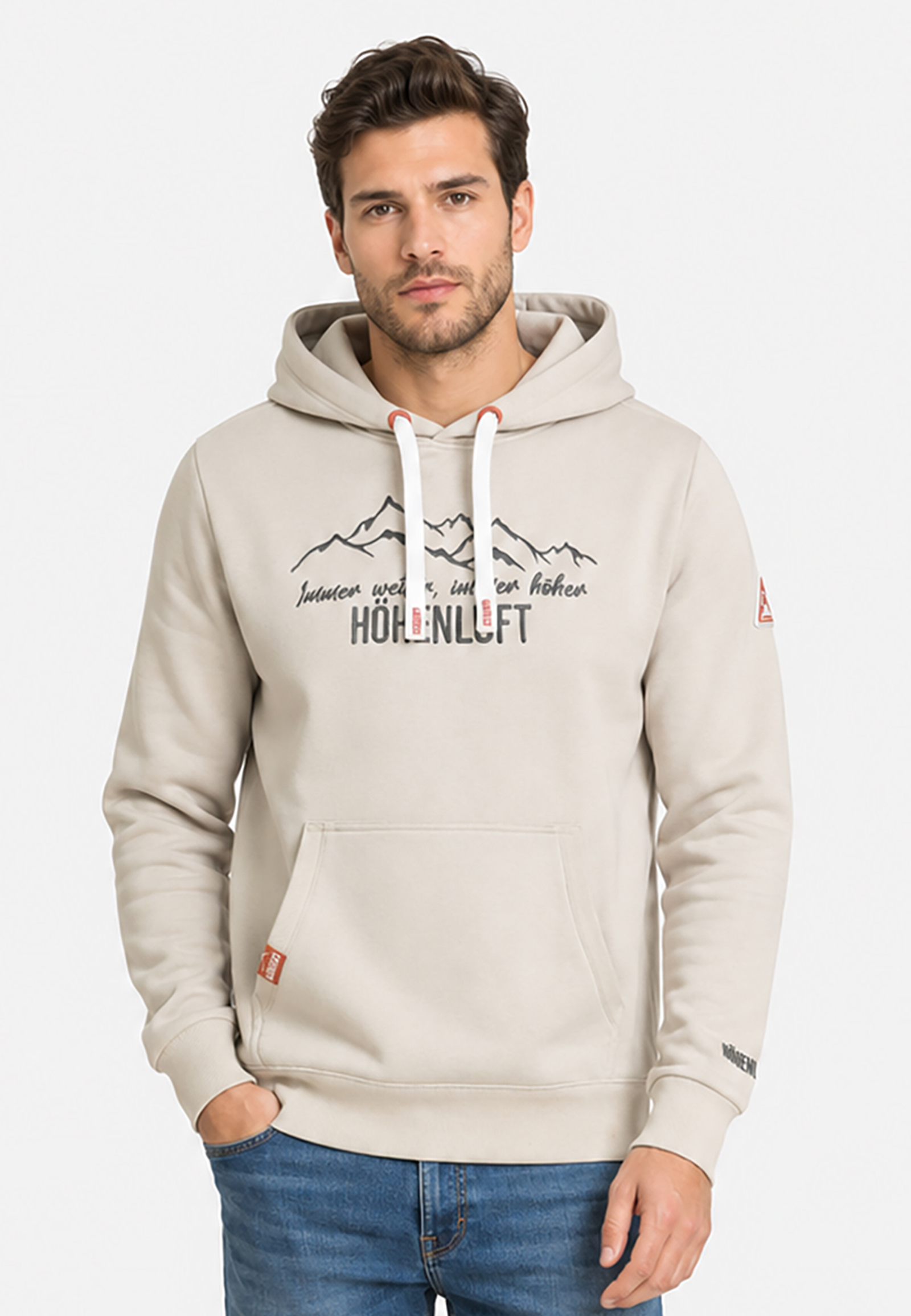 Lässiger Langarm Kapuzenpullover Motivprint Kängurutasche Lässiger Langarm Kapuzenpullover Motivprint Kängurutasche