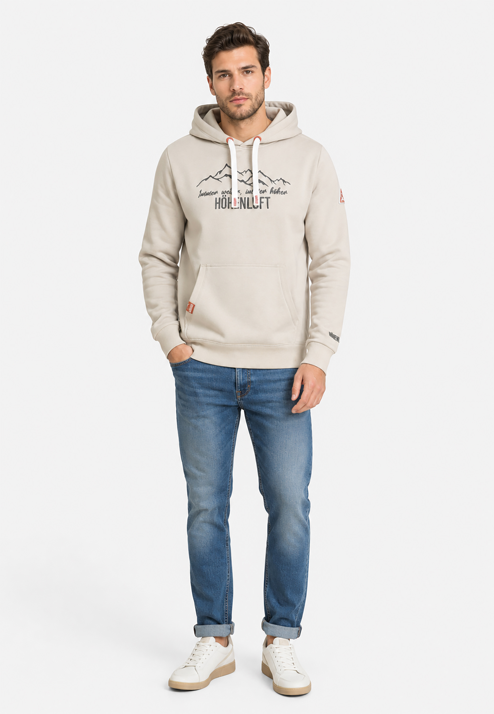 Lässiger Langarm Kapuzenpullover Motivprint Kängurutasche Lässiger Langarm Kapuzenpullover Motivprint Kängurutasche