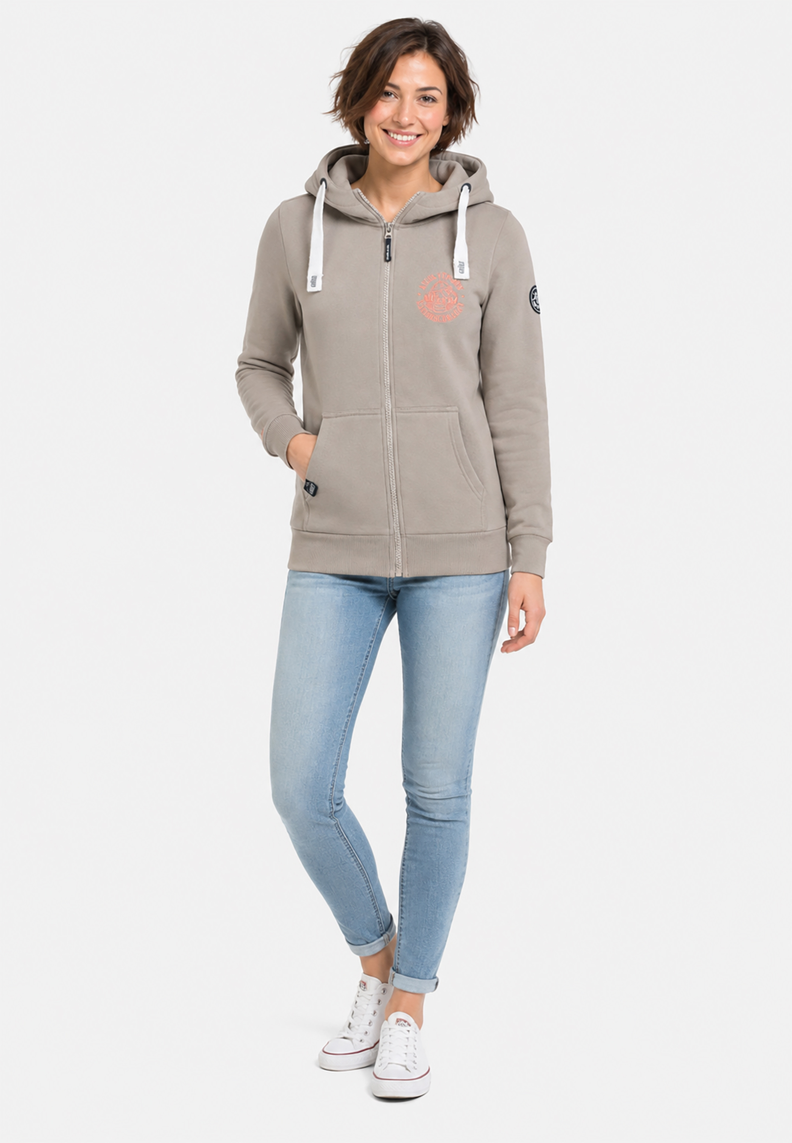 Kapuzenpullover Eingrifftaschen Reißverschluss Stickerei Kapuzenpullover Eingrifftaschen Reißverschluss Stickerei