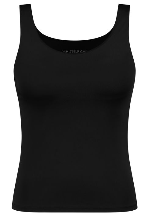 Sublevel Unifarbenes Trägertop 2er-Set Integriertes BH-Top Rundhals – Schwarz-Blau, Bild 4