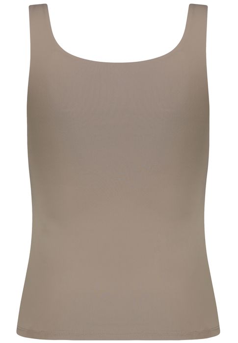 Sublevel Unifarbenes Trägertop 2er-Set Integriertes BH-Top Rundhals – Schwarz-Beige, Bild 7