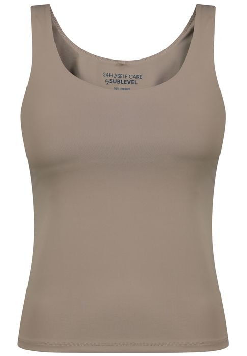 Sublevel Unifarbenes Trägertop 2er-Set Integriertes BH-Top Rundhals – Schwarz-Beige, Bild 4