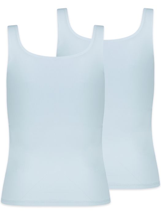 Sublevel Unifarbenes Trägertop 2er-Set Integriertes BH-Top Rundhals – Blau, Bild 8