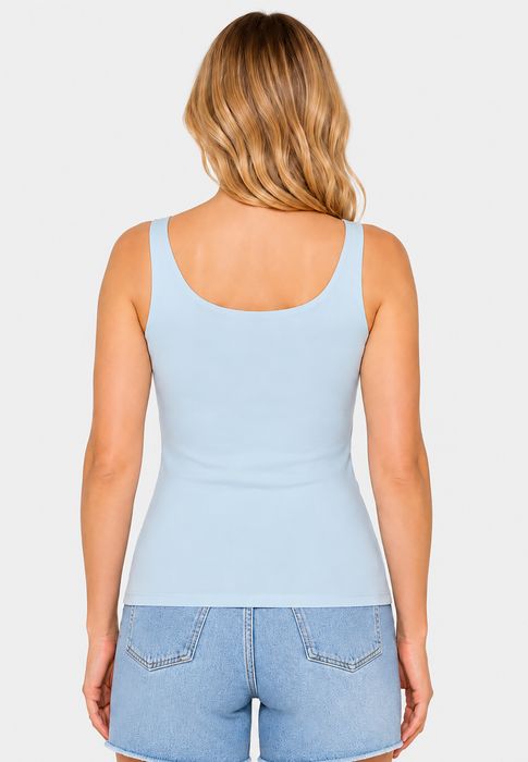 Sublevel Unifarbenes Trägertop 2er-Set Integriertes BH-Top Rundhals – Schwarz-Blau, Bild 6