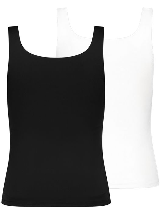 Sublevel Unifarbenes Trägertop 2er-Set Integriertes BH-Top Rundhals – Schwarz-Weiß, Bild 8