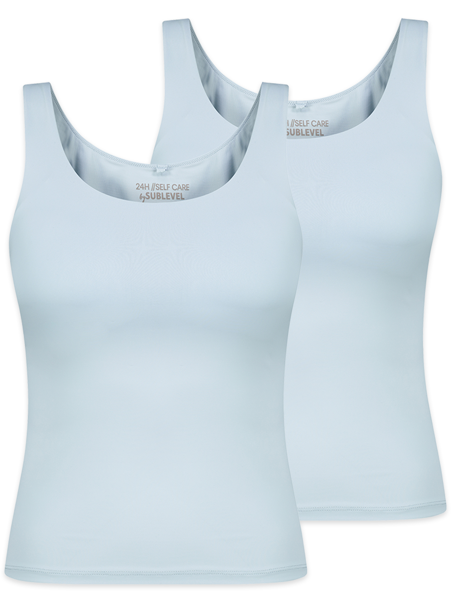 Sublevel Unifarbenes Trägertop 2er-Set Integriertes BH-Top Rundhals – Blau, Bild 1