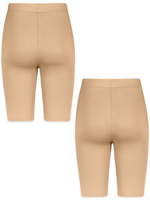 Sublevel Unifarbene Shorts 2er-Set Elastischer Bund Körperbetont – Beige, Bild 8