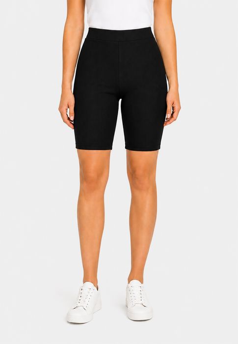 Unifarbene Shorts 2er-Set Elastischer Bund Körperbetont, Farbe: Schwarz-2