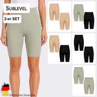 Sublevel Damen Shorts 2er-Set Einfarbig Mittellang Elastischer Bund Alltag